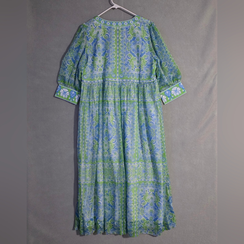 NWT Gretchen Scott Watteau Crinkly Borderline Maxi Dress Size Medium - Picture 8 of 10